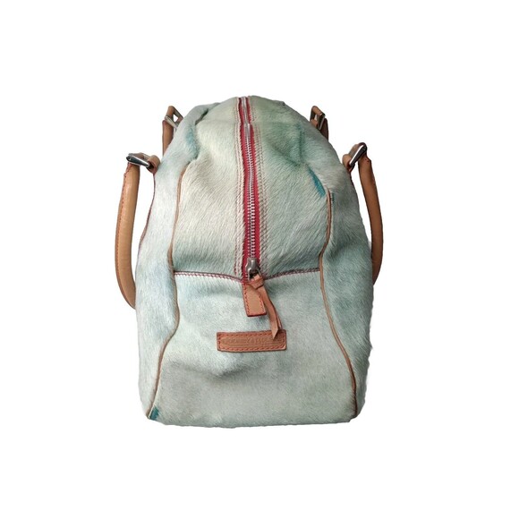 Vintage Dooney & Bourke Large Triangle Satchel Italian Leather Calf hair Bag - Picture 5 of 16